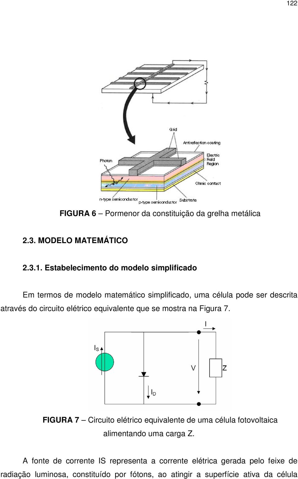 Figura 7. FIGURA 7 Circuito elétrico equivalente de uma célula fotovoltaica alimentando uma carga Z.