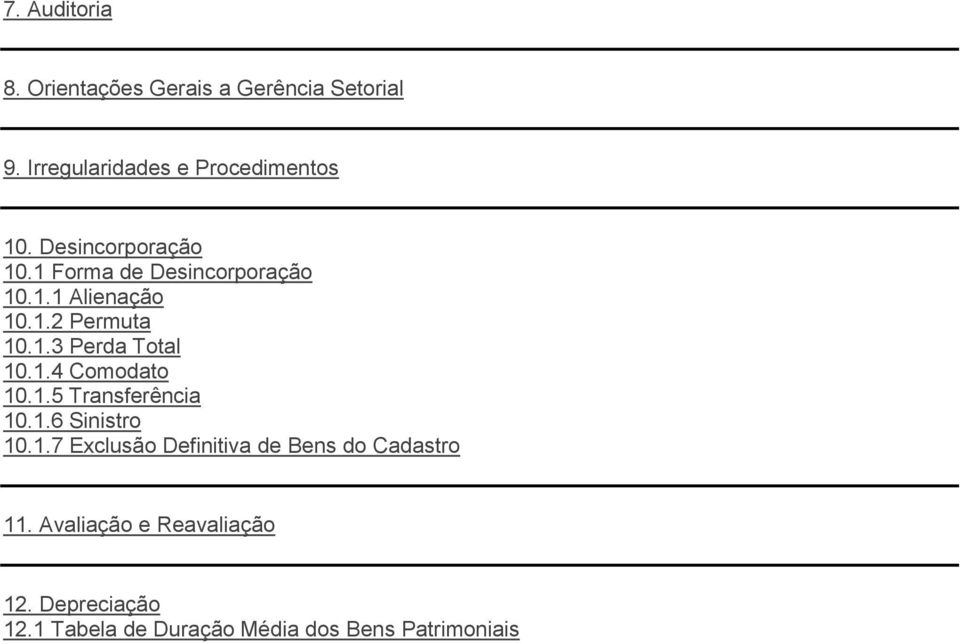 1.4 Comodato 10.1.5 Transferência 10.1.6 Sinistro 10.1.7 Exclusão Definitiva de Bens do Cadastro 11.