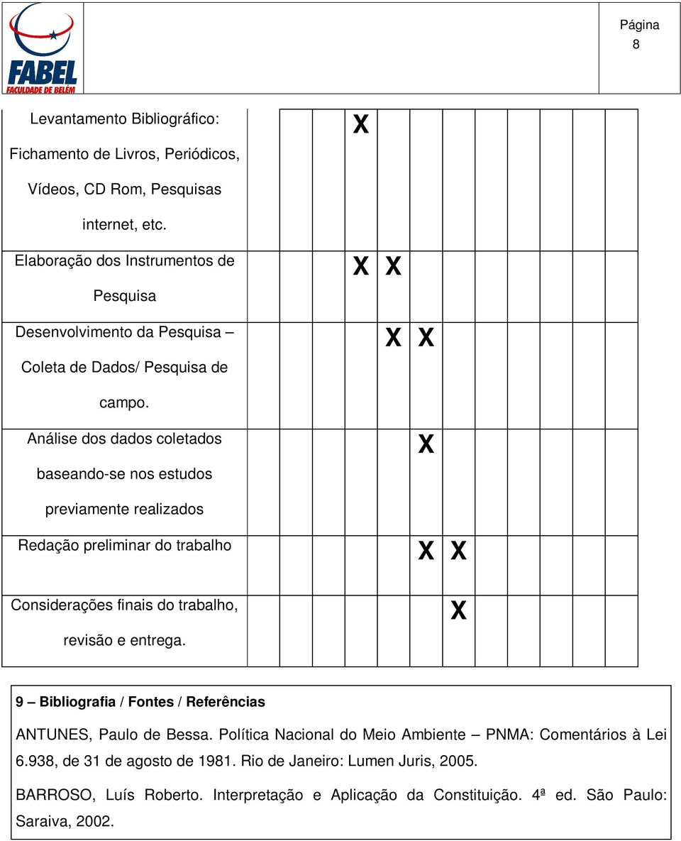 Análise dos dados coletados baseando-se nos estudos X previamente realizados Redação preliminar do trabalho X X Considerações finais do trabalho, revisão e entrega.