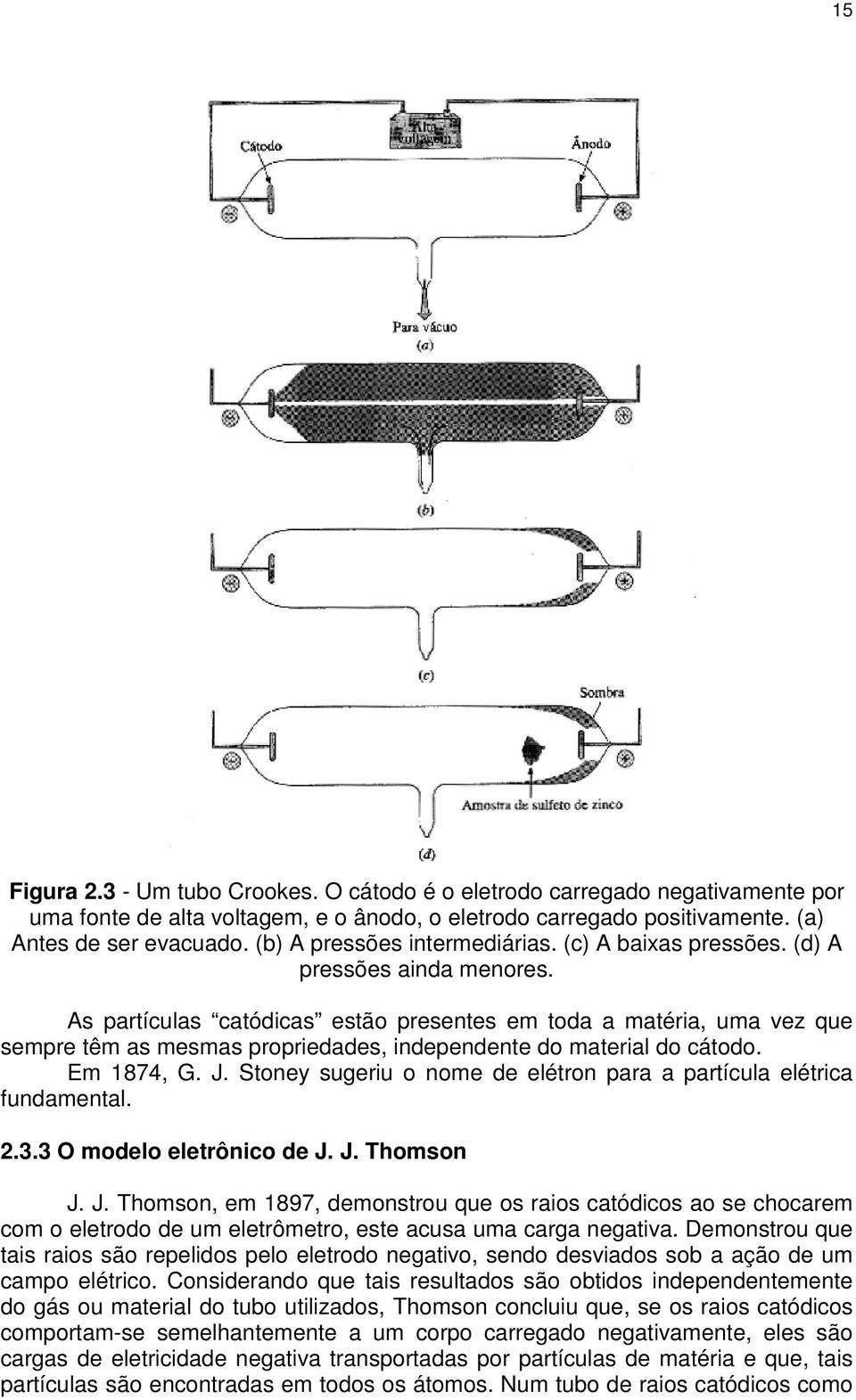 As partículas catódicas estão presentes em toda a matéria, uma vez que sempre têm as mesmas propriedades, independente do material do cátodo. Em 1874, G. J.