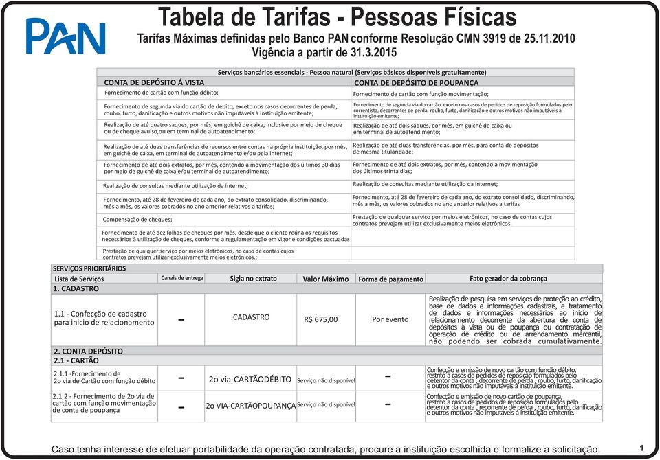 .3.2015 Realização de consultas mediante utilização da internet; Fornecimento, até 28 de fevereiro de cada ano, do extrato consolidado, discriminando, mês a mês, os valores cobrados no ano anterior