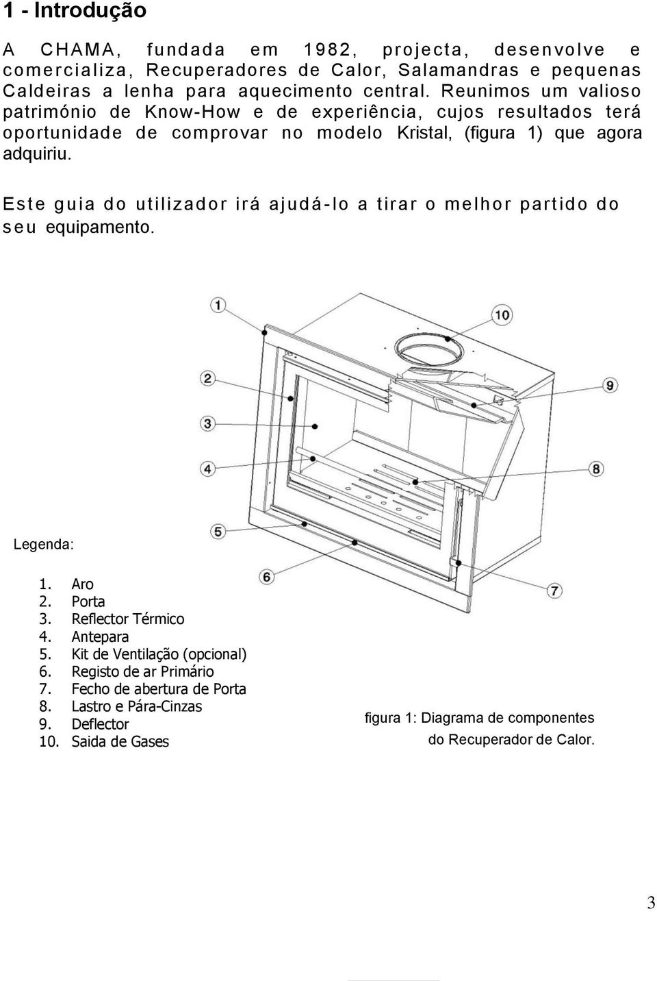 Este guia do utilizador irá aj udá -lo a tirar o m elhor partido do s eu equipamento. Legenda: 1. Aro 2. Porta 3. Reflector Térmico 4. Antepara 5.