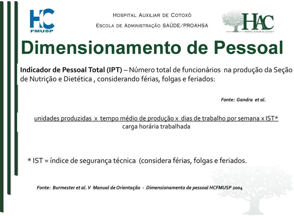 unidades produzidas x tempo médio de produção x dias de trabalho por semana x IST* carga horária trabalhada * IST =