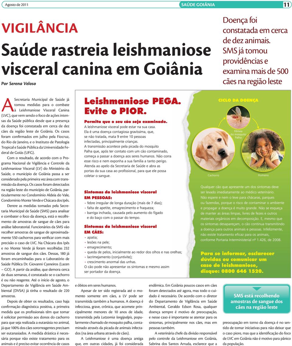 ações intensas da Saúde pública desde que a presença da doença foi constatada em cerca de dez cães da região leste de Goiânia.