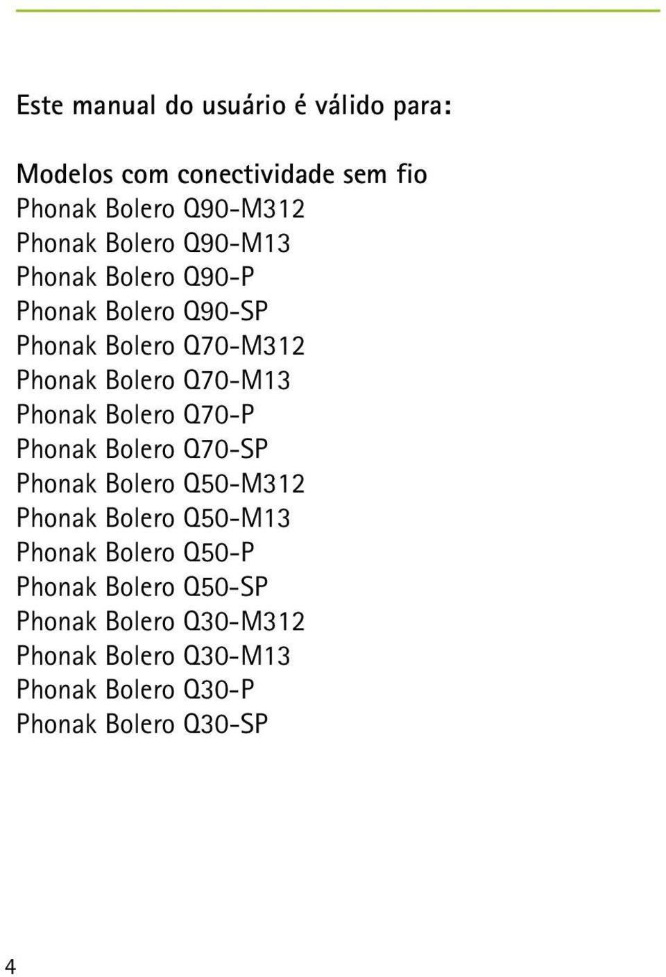 Phonak Bolero Q70-P Phonak Bolero Q70-SP Phonak Bolero Q50-M312 Phonak Bolero Q50-M13 Phonak Bolero