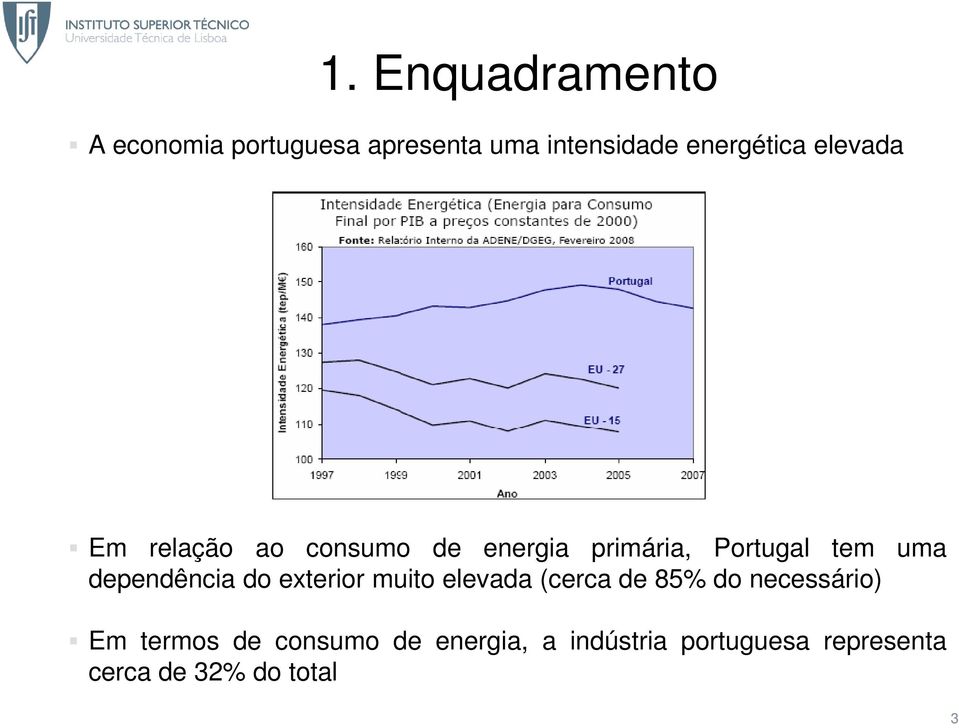 dependência do exterior muito elevada (cerca de 85% do necessário) Em