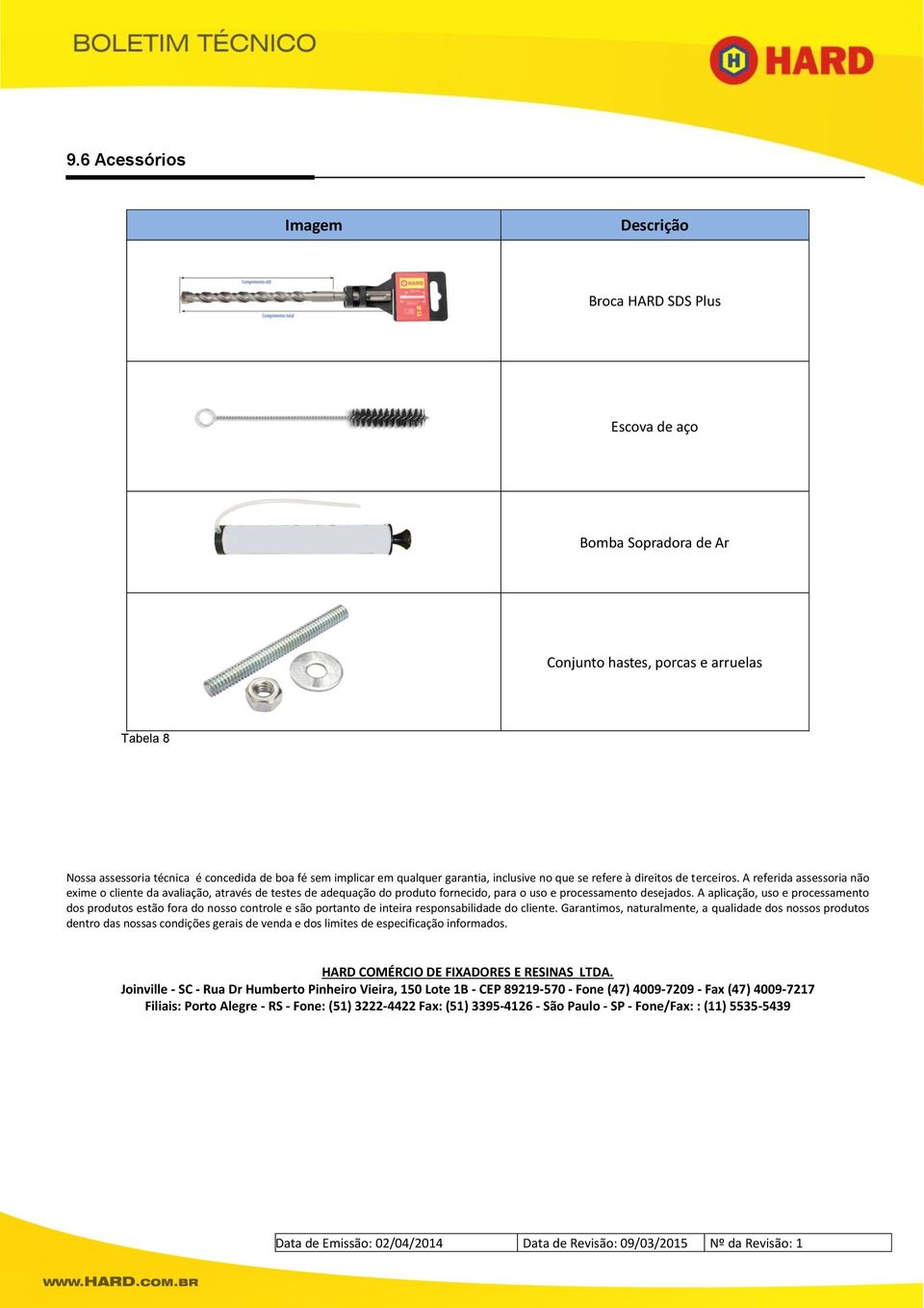 A referida assessoria não exime o cliente da avaliação, através de testes de adequação do produto fornecido, para o uso e processamento desejados.