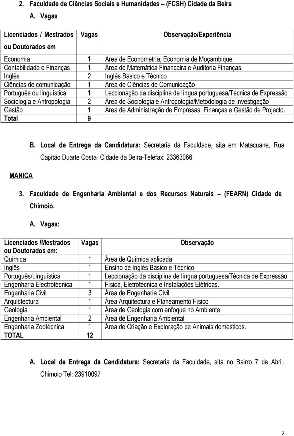 Inglês 2 Inglês Básico e Técnico Ciências de comunicação 1 Área de Ciências de Comunicação Português ou linguística 1 Leccionação da disciplina de língua portuguesa/técnica de Expressão Sociologia e