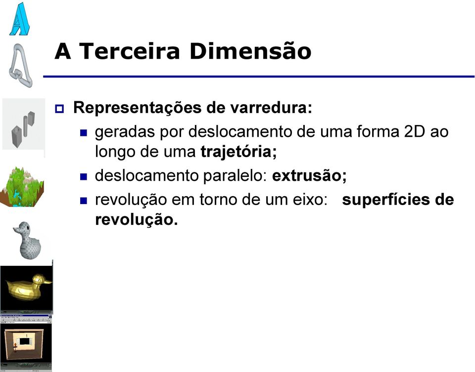 trajetória; deslocamento paralelo: extrusão;