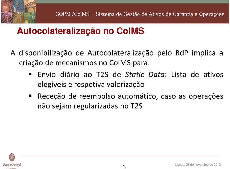 de Static Data: Lista de ativos elegíveis e respetiva valorização Receção