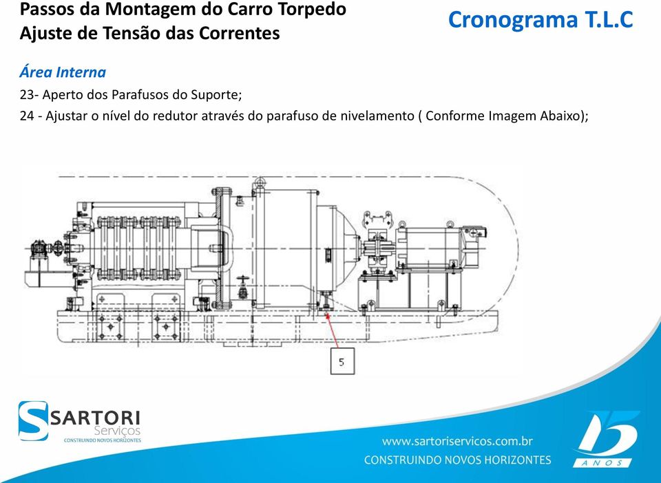 Suporte; 24 - Ajustar o nível do redutor através