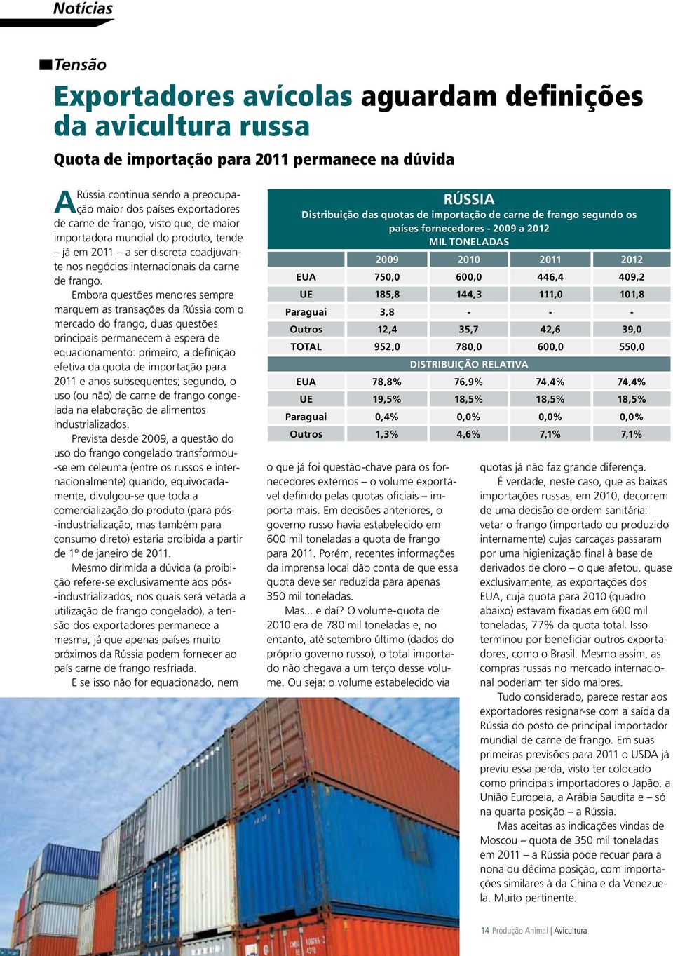 Embora questões menores sempre marquem as transações da Rússia com o mercado do frango, duas questões principais permanecem à espera de equacionamento: primeiro, a definição efetiva da quota de