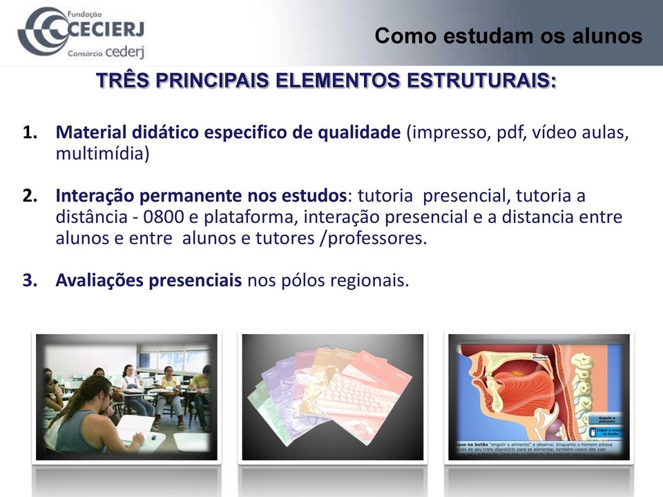 Interação permanente nos estudos: tutoria presencial, tutoria a distância - 0800 e plataforma,