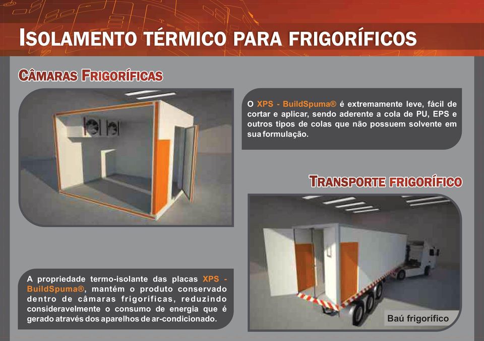 A propriedade termo-isolate das placas XPS -, matém o produto coservado detro de câmaras