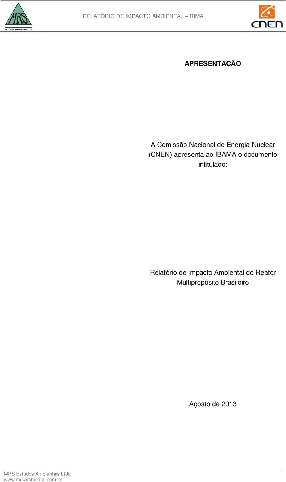 intitulado: Relatório de Impacto Ambiental do