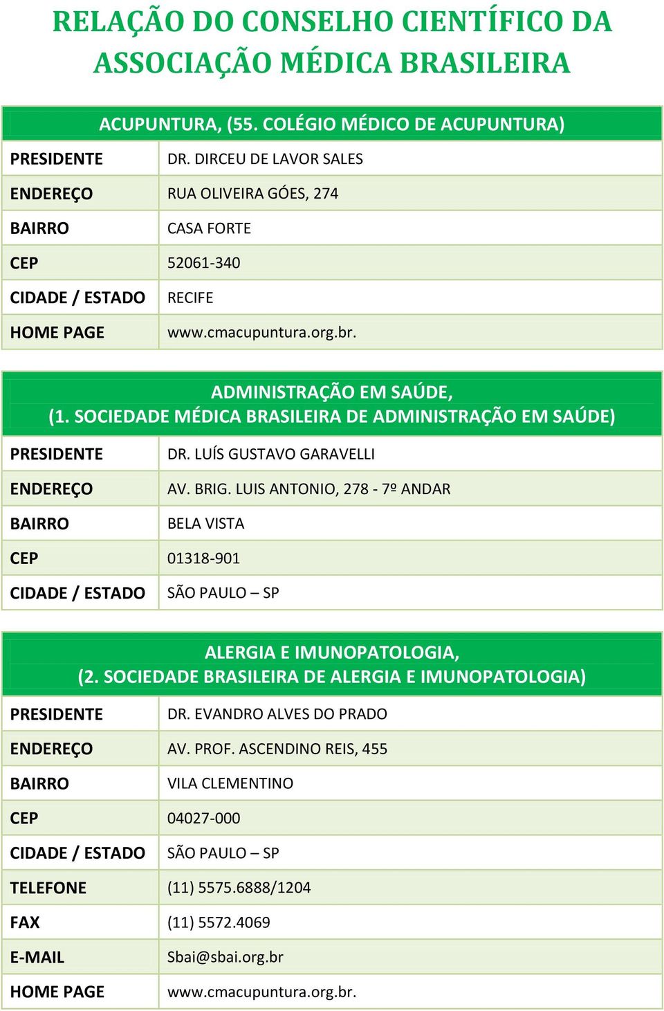 SOCIEDADE MÉDICA BRASILEIRA DE ADMINISTRAÇÃO EM SAÚDE) DR. LUÍS GUSTAVO GARAVELLI AV. BRIG.