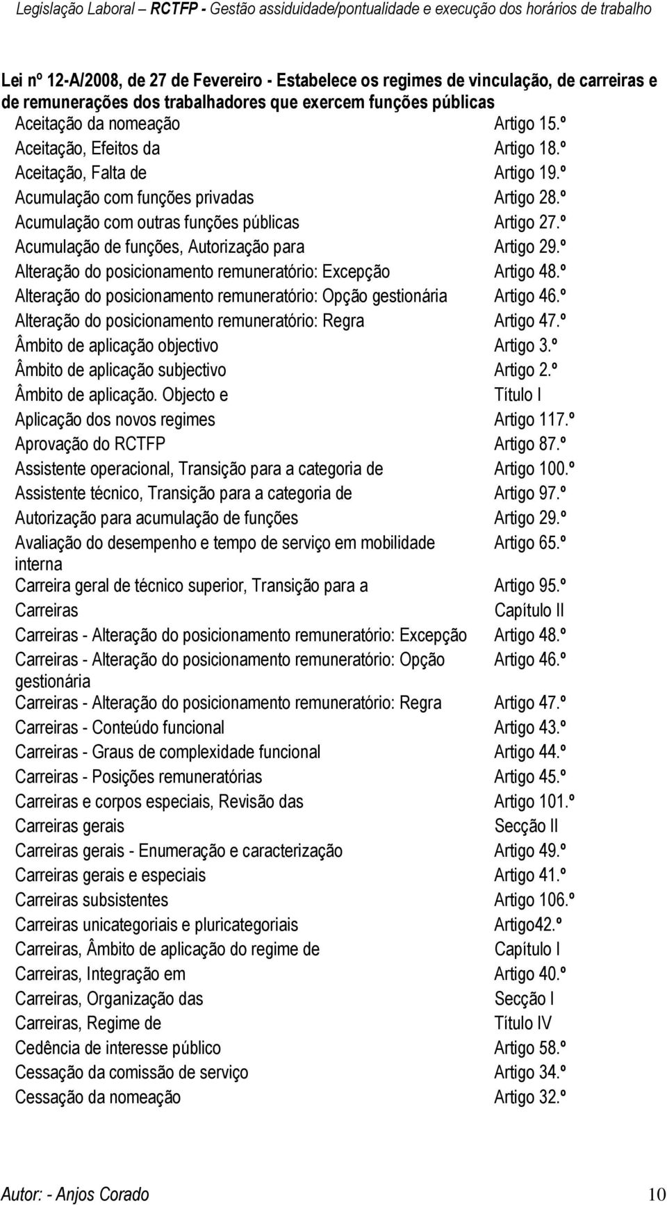 º Acumulação de funções, Autorização para Artigo 29.º Alteração do posicionamento remuneratório: Excepção Artigo 48.º Alteração do posicionamento remuneratório: Opção gestionária Artigo 46.