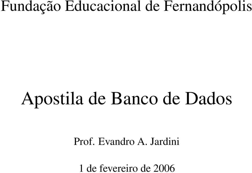 Banco de Dados Prof.