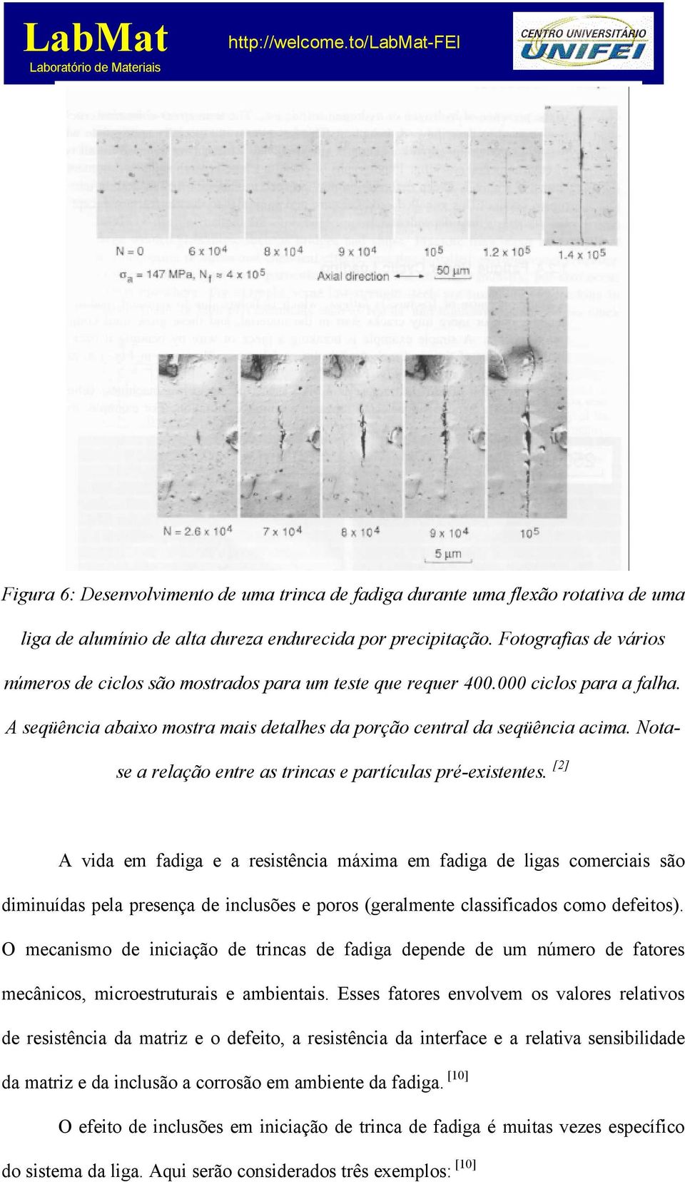 Notase a relação entre as trincas e partículas pré-existentes.