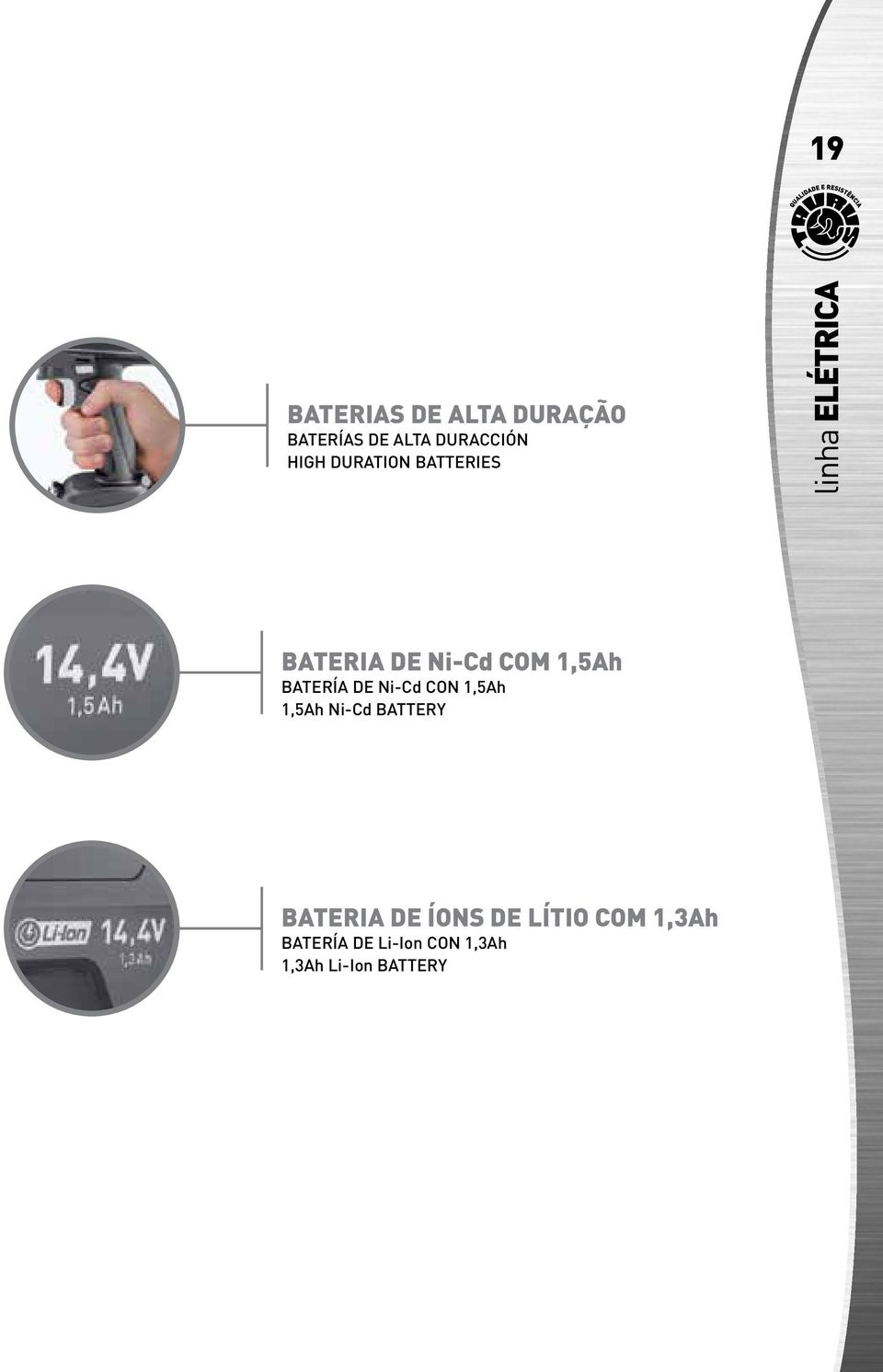 BATERÍA DE Ni-Cd CON 1,5Ah 1,5Ah Ni-Cd BATTERY BATERIA DE ÍONS