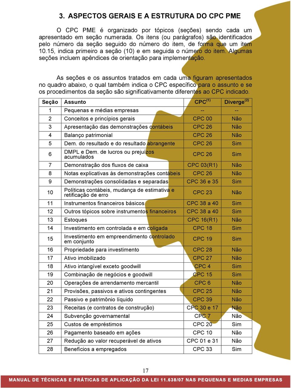 Algumas seções incluem apêndices de orientação para implementação.