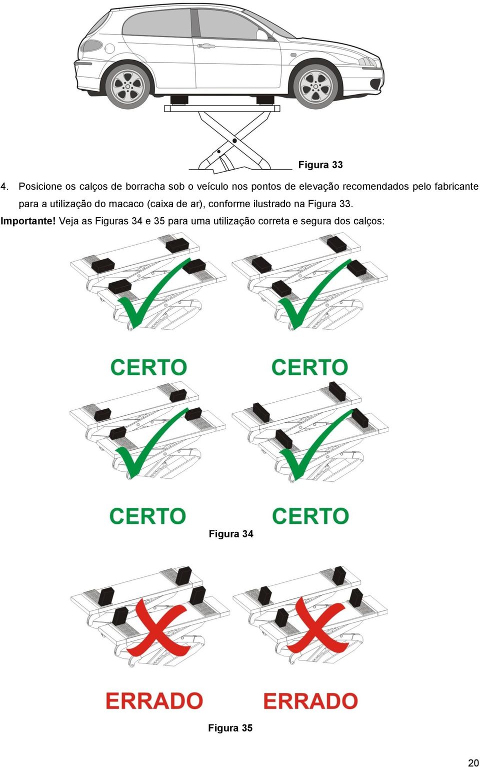 recomendados pelo fabricante para a utilização do macaco (caixa de ar),