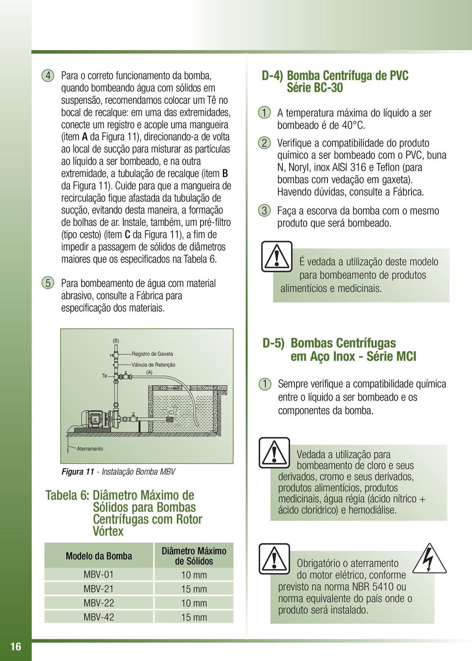 11). Cuide para que a mangueira de recirculação fique afastada da tubulação de sucção, evitando desta maneira, a formação de bolhas de ar.