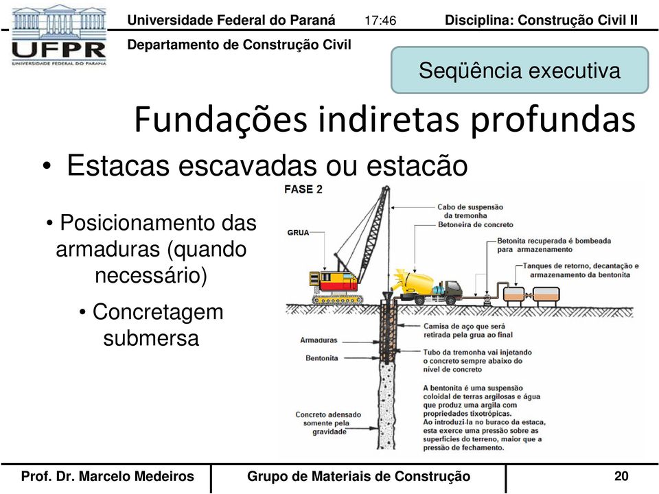 necessário) Concretagem submersa Prof. Dr.