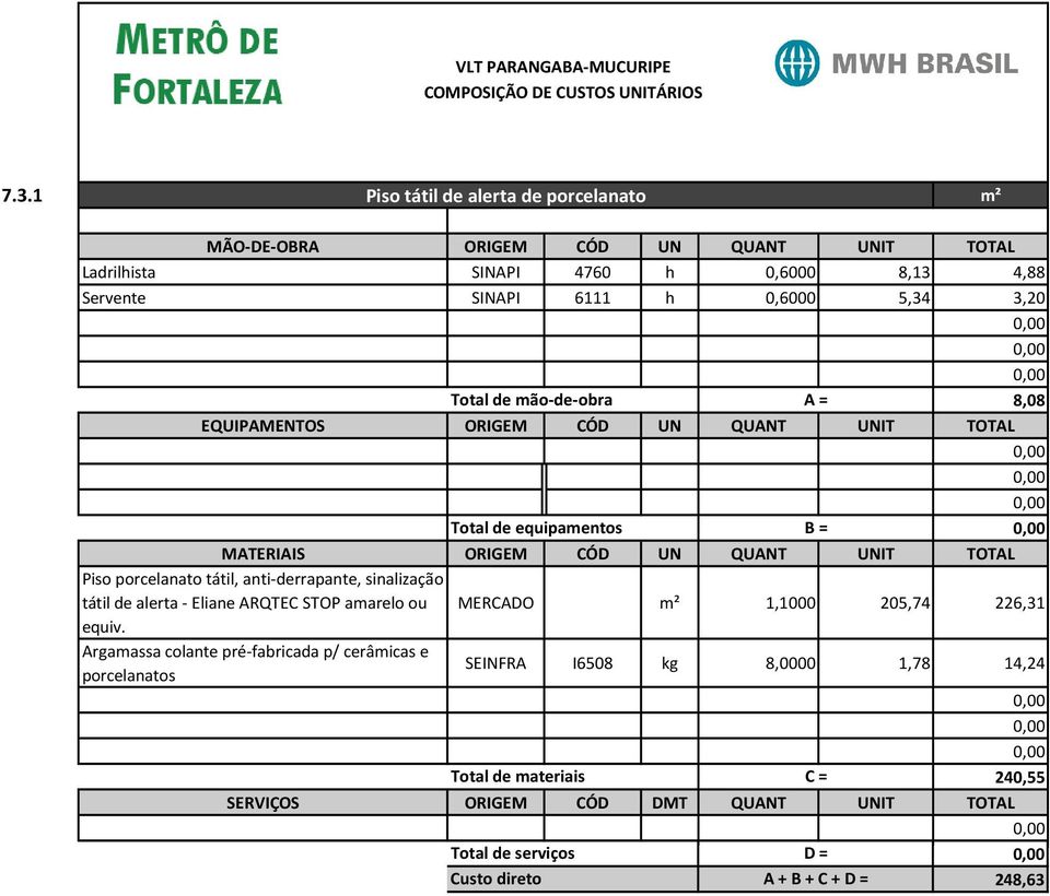 tátil, anti-derrapante, sinalização tátil de alerta - Eliane ARQTEC STOP amarelo ou MERCADO m² 1,1000 205,74 226,31 equiv.