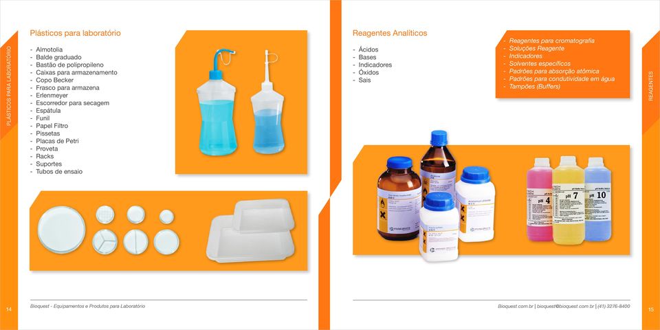 Racks - Suportes - Tubos de ensaio Reagentes Analíticos - Ácidos - Bases - Indicadores - Óxidos - Sais - Reagentes para cromatografia - Soluções