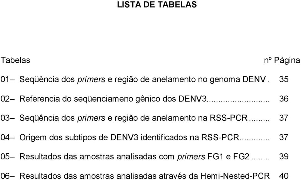 .. 36 03 Seqüência dos primers e região de anelamento na RSS-PCR.