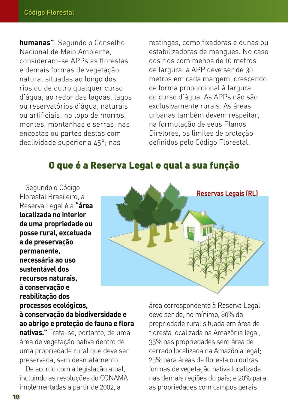 lagos ou reservatórios d água, naturais ou artificiais; no topo de morros, montes, montanhas e serras; nas encostas ou partes destas com declividade superior a 45 ; nas restingas, como fixadoras e