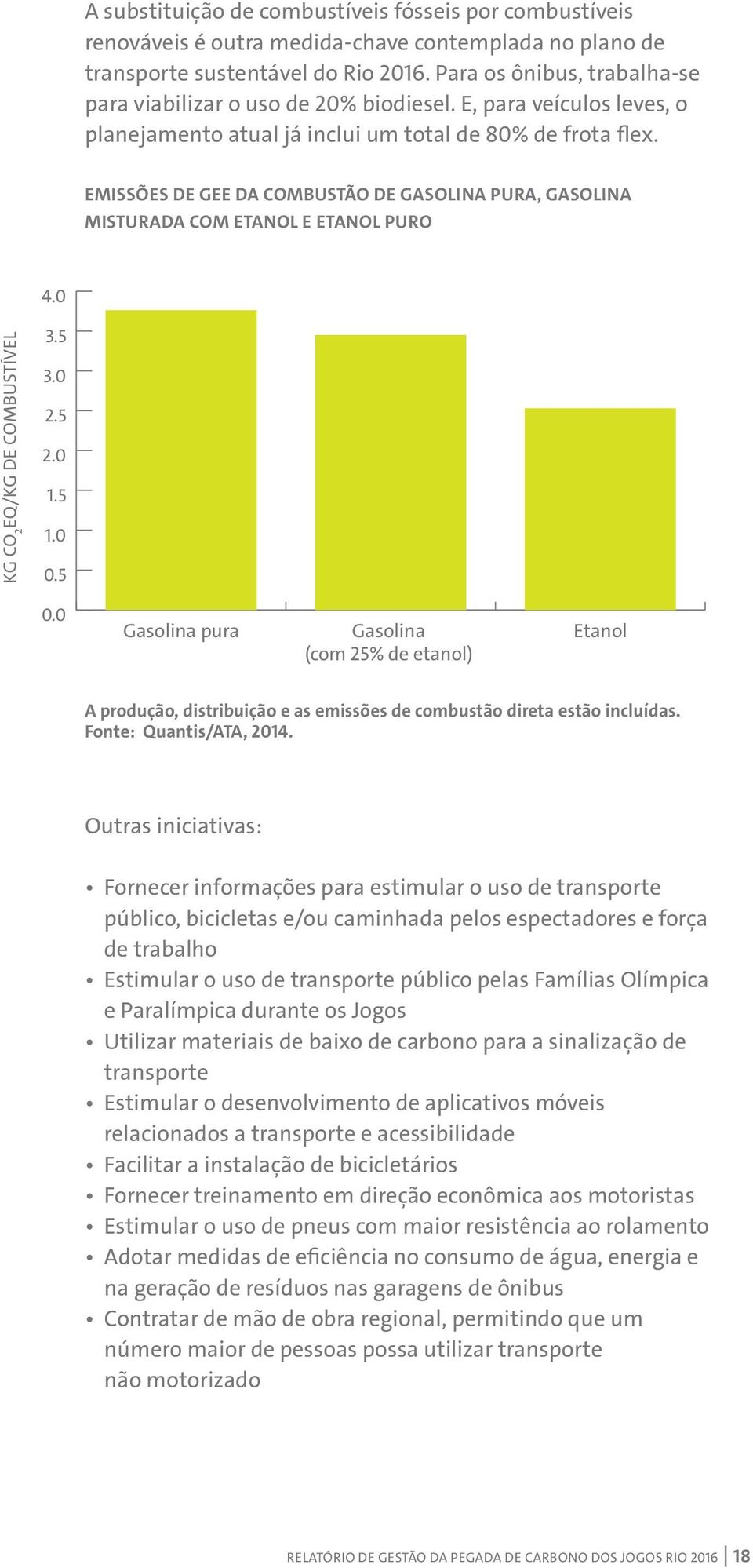 emissões de GEE da combustão de gasolina pura, gasolina misturada com etanol e etanol puro 4.0 KG CO 2 EQ/KG DE COMBUSTÍVEL 3.5 3.0 2.5 2.0 1.5 1.0 0.5 0.