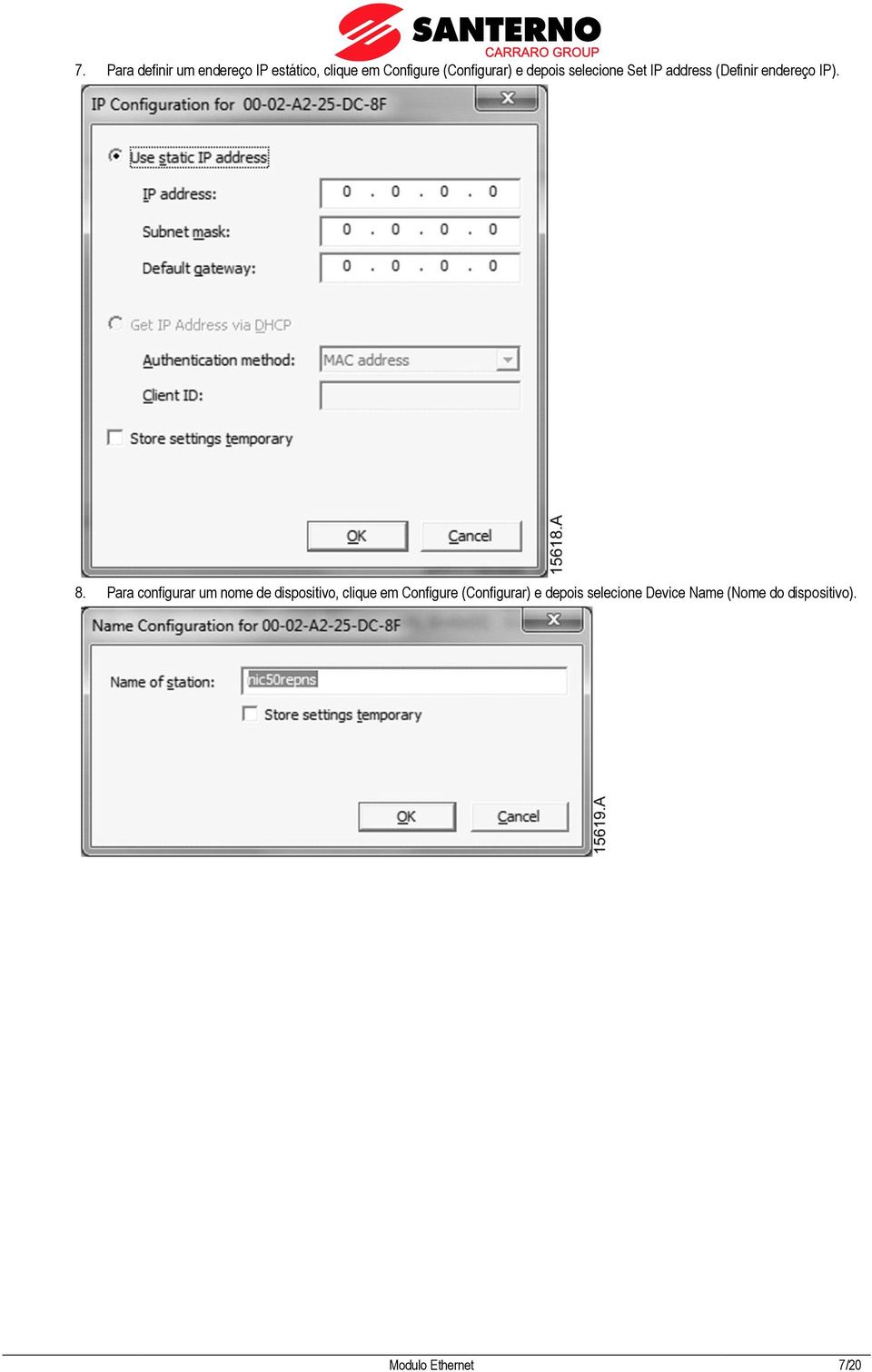 8. Para configurar um nome de dispositivo, clique em Configure