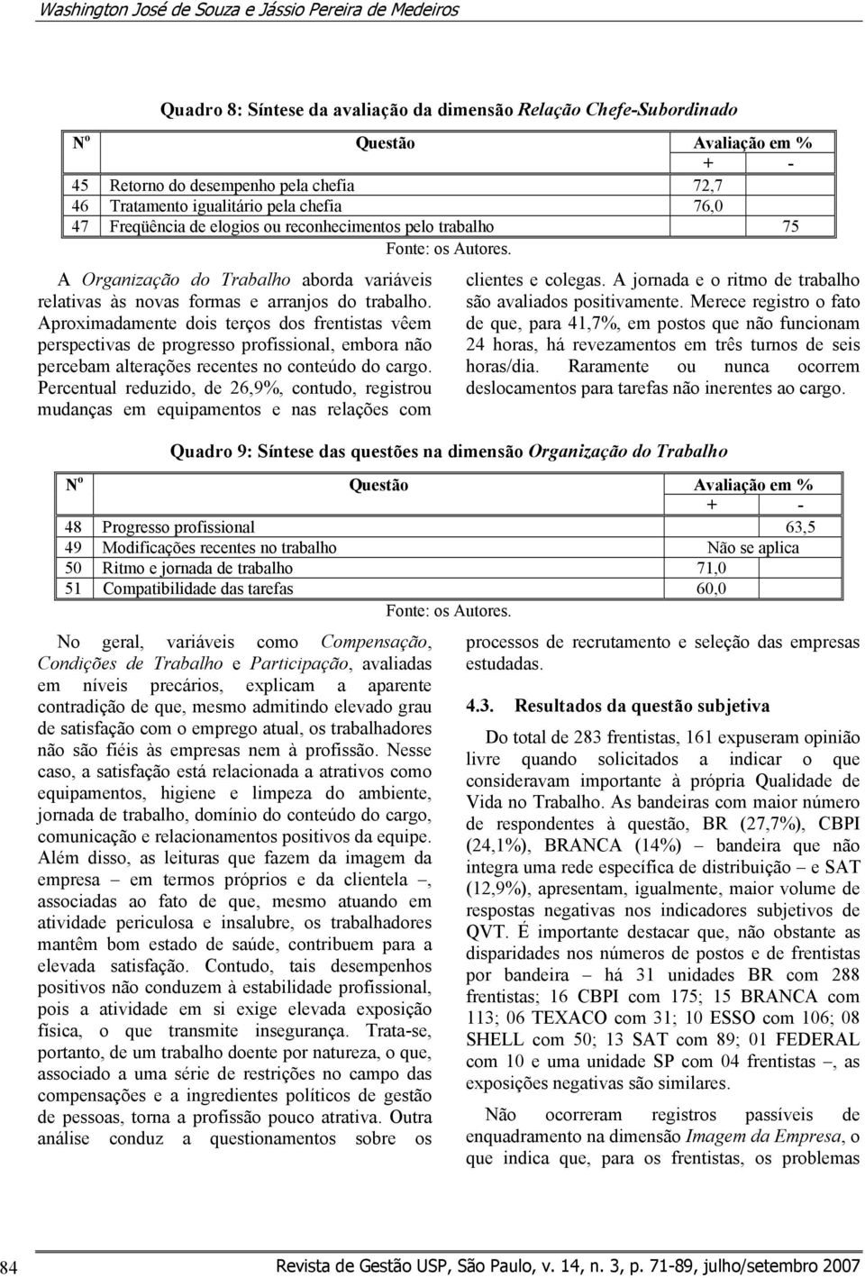 N o A Organização do Trabalho aborda variáveis relativas às novas formas e arranjos do trabalho.