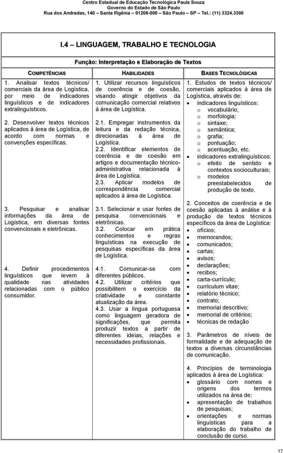 Desenvolver textos técnicos aplicados à área de Logística, de acordo com normas e convenções específicas. 3.