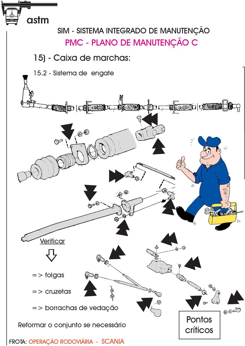 folgas => cruzetas => borrachas de