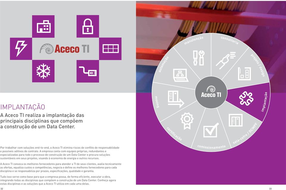 A empresa conta com equipes próprias, redundantes e especializadas para todo o processo de construção de um Data Center e procura soluções sustentáveis em seus projetos, visando à economia de energia