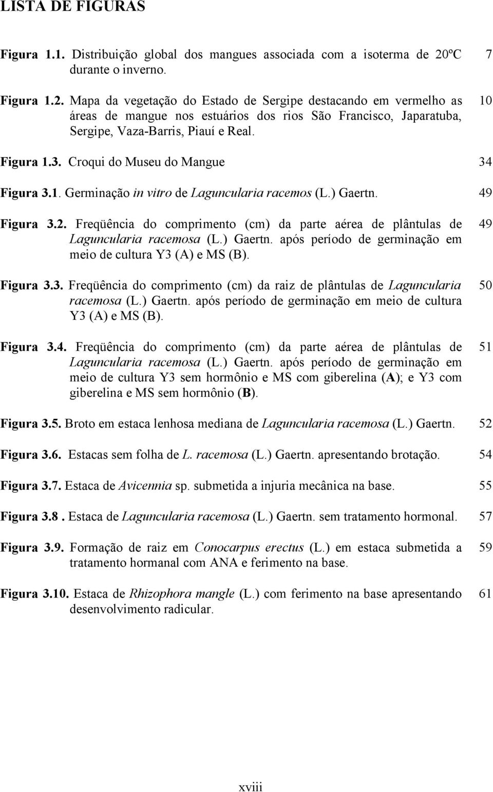 Figura.3. Croqui do Museu do Mangue 34 Figura 3.. Germinação in vitro de Laguncularia racemos (L.) Gaertn. 49 Figura 3.2.