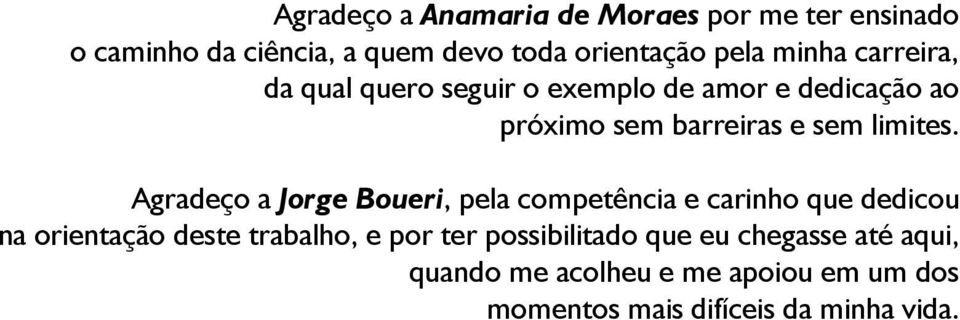 Agradeço a Jorge Boueri, pela competência e carinho que dedicou na orientação deste trabalho, e por ter