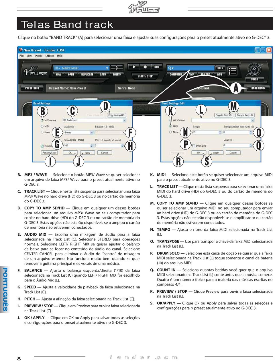 COPY TO AMP SD/HD Clique em qualquer um desses botões para selecionar um arquivo MP3/ Wave no seu computador para copiar no hard drive (HD) do G-DEC 3 ou no cartão de memória do G-DEC 3.