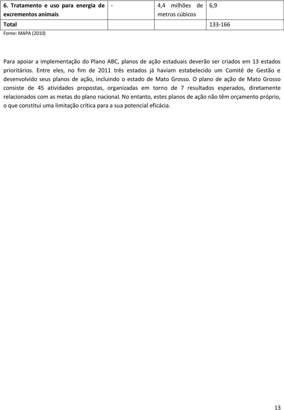 Entre eles, no fim de 2011 três estados já haviam estabelecido um Comitê de Gestão e desenvolvido seus planos de ação, incluindo o estado de Mato Grosso.