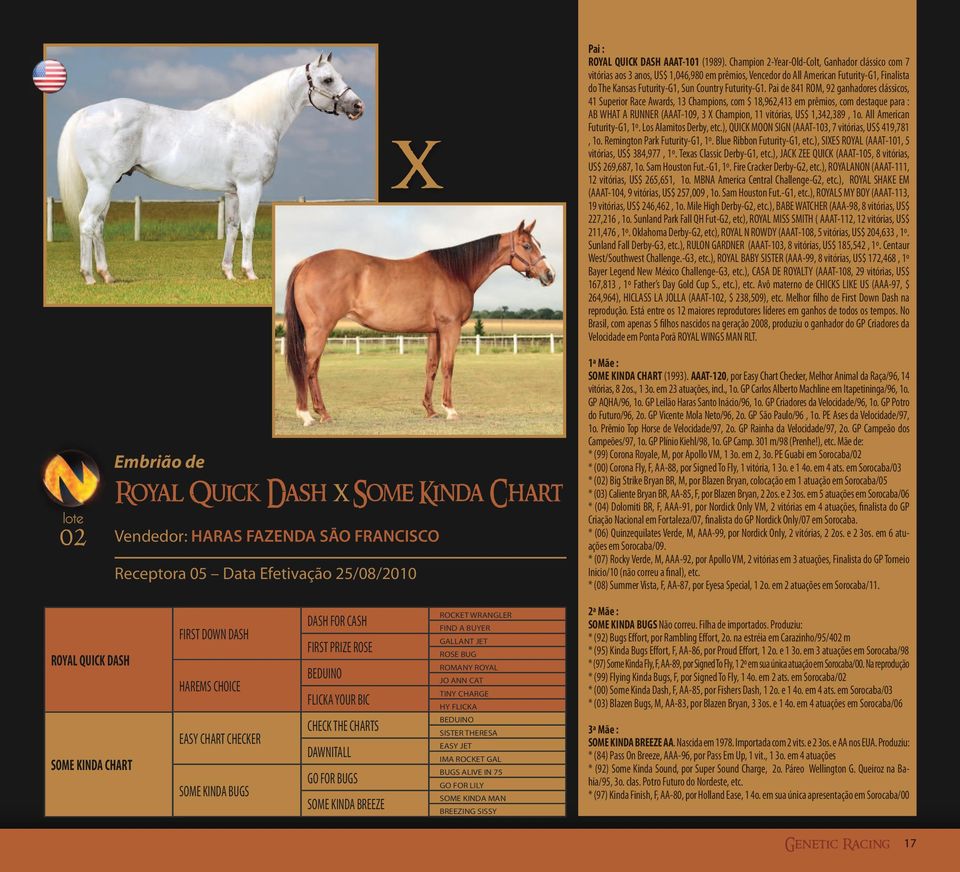 Pai de 841 ROM, 92 ganhadores clássicos, 41 Superior Race Awards, 13 Champions, com $ 18,962,413 em prêmios, com destaque para : AB WHAT A RUNNER (AAAT-109, 3 X Champion, 11 vitórias, US$ 1,342,389,