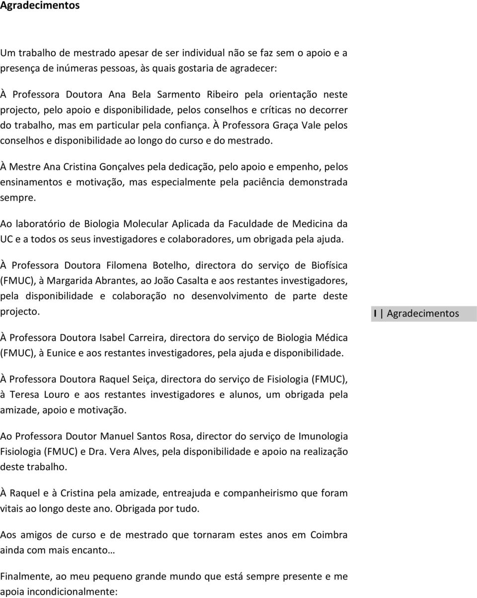 À Professora Graça Vale pelos conselhos e disponibilidade ao longo do curso e do mestrado.