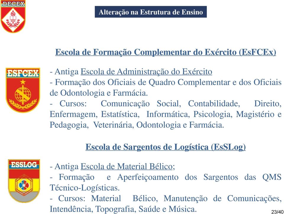 - Cursos: Comunicação Social, Contabilidade, Direito, Enfermagem, Estatística, Informática, Psicologia, Magistério e Pedagogia, Veterinária, Odontologia e