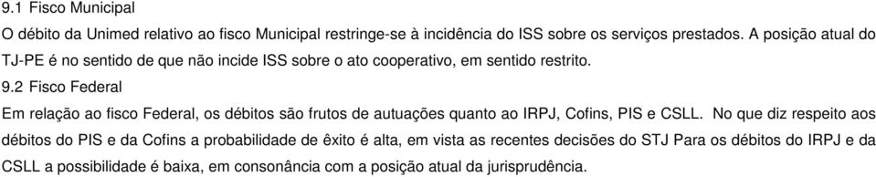 2 Fisco Federal Em relação ao fisco Federal, os débitos são frutos de autuações quanto ao IRPJ, Cofins, PIS e CSLL.