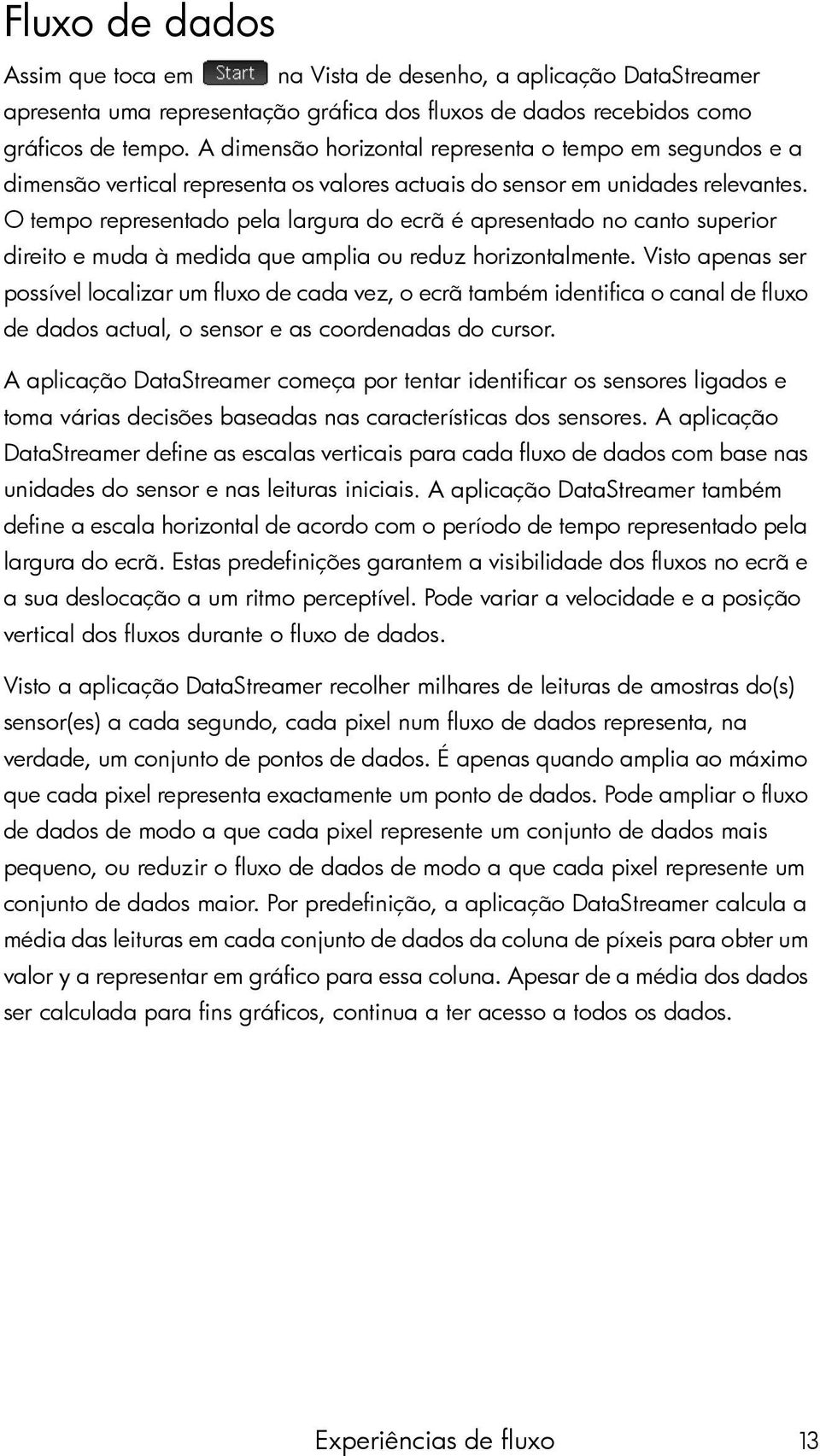 O tempo representado pela largura do ecrã é apresentado no canto superior direito e muda à medida que amplia ou reduz horizontalmente.