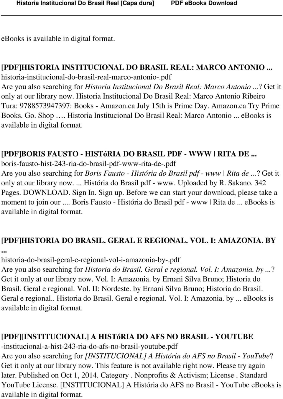 Historia Institucional Do Brasil Real: Marco Antonio Ribeiro Tura: 9788573947397: Books - Amazon.ca July 15th is Prime Day. Amazon.ca Try Prime Books. Go. Shop.