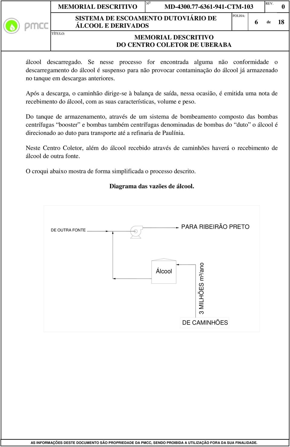 Após a descarga, o caminhão dirige-se à balança de saída, nessa ocasião, é emitida uma nota de recebimento do álcool, com as suas características, volume e peso.