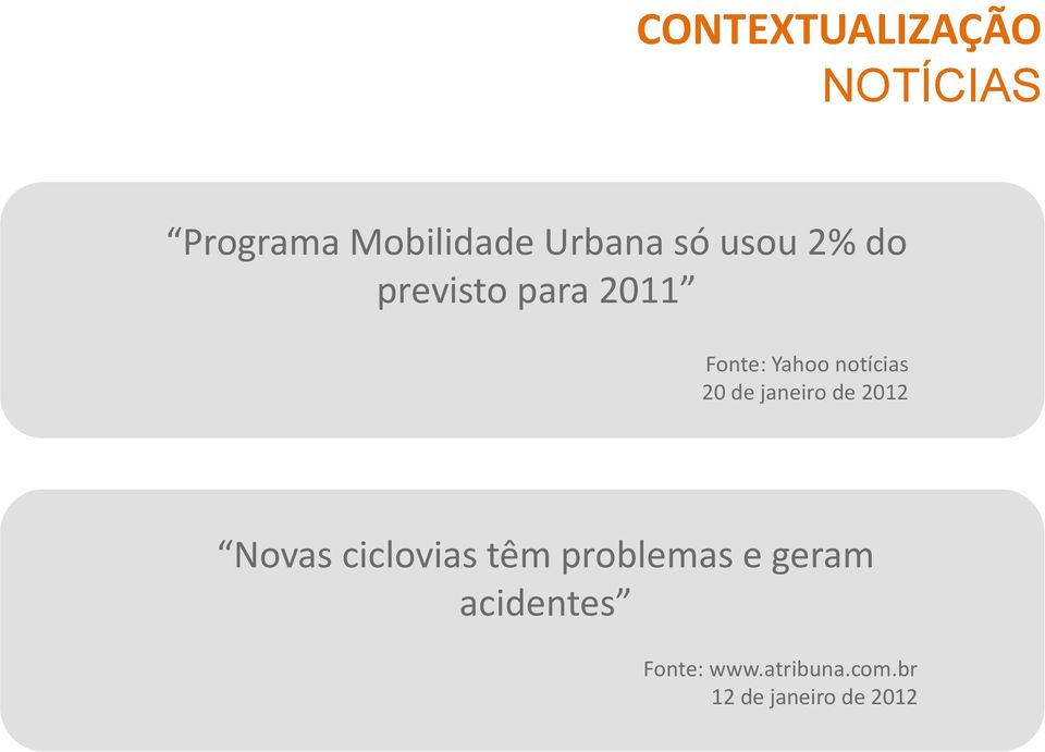 de janeiro de 2012 Novas ciclovias têm problemas e geram